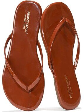 Women's Brown Footwear Foam Insole Durable Non-slip Beach Essentials Flip Flops